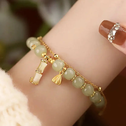 Dragon Zodiac Hetian Jade Double-Layer Lucky Bangle