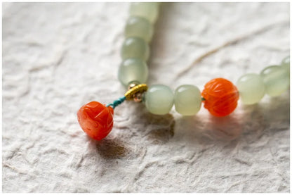Hetian Jade 7mm Lotus String Bracelet — Nephrite Single Circle