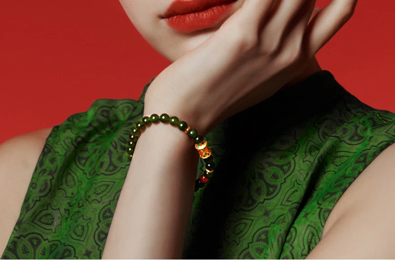 Hotan Jade & Tibetan Silver Bracelet — Light Luxury Amulet