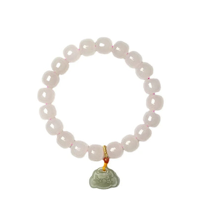 Pink Hetian Jade Pearl Hand‑Woven Tassel Bracelet
