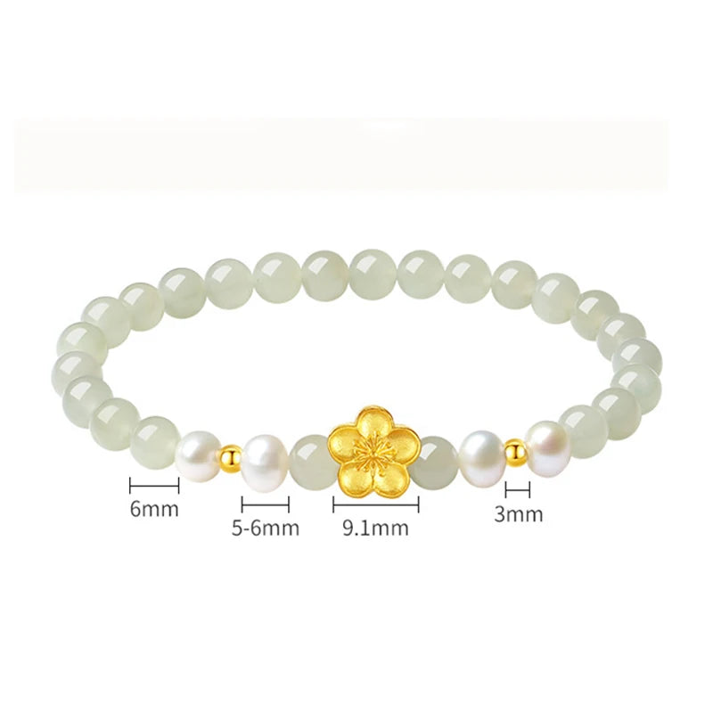 Natural Hetian Jade Leaf Bracelet — Elegant Luck & Protection