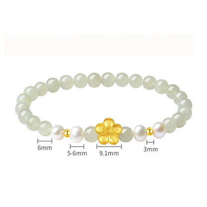 Natural Hetian Jade Leaf Bracelet — Elegant Luck & Protection