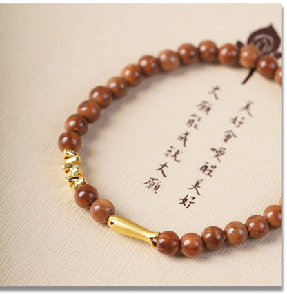Ancient Bodhi Wood Bracelet — Single Circle DIY Lucky Beads
