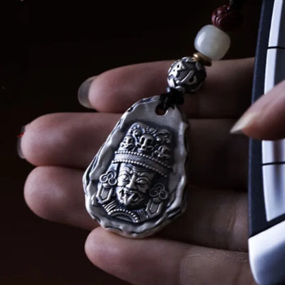 Female Wealth Goddess Tibetan Silver Pendant — Feng Shui Amulet