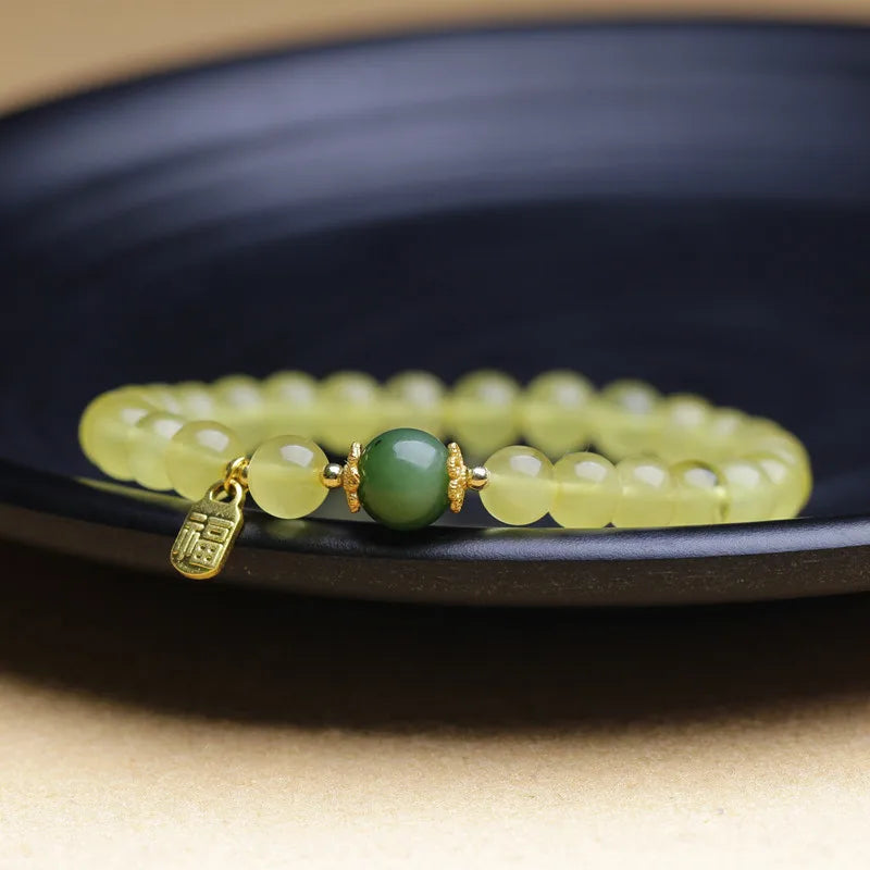 Beeswax & Hotan Jade Luck Bracelet — Single Loop Elegance