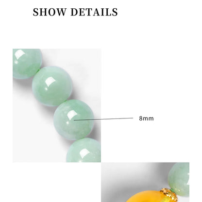 Mystic Green Jade Round Bead Bracelet for Women