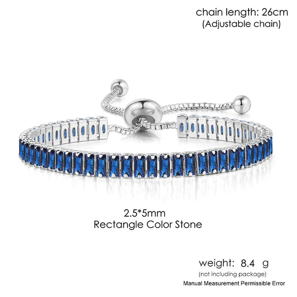 Mystic Blue Zirconia Adjustable Tennis Bracelet