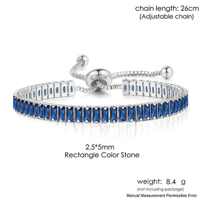 Mystic Blue Zirconia Adjustable Tennis Bracelet