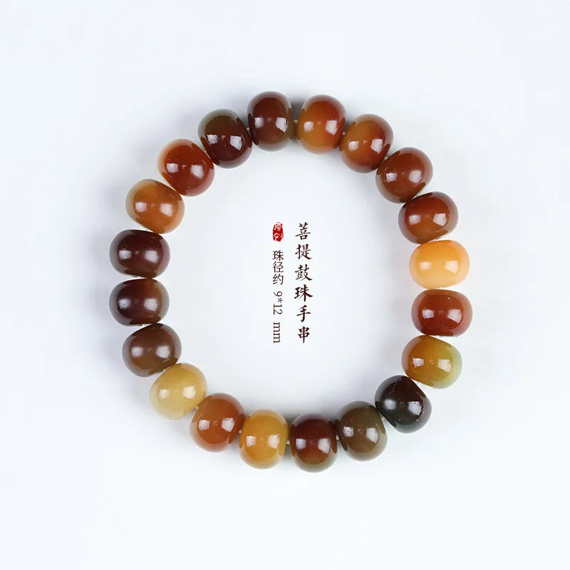 Weathered Bodhi Root Barrel Beads Bracelet — Mystic Finger Wrap