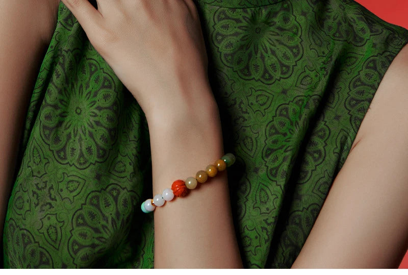 Amber & Yellow Turquoise Multi-Circle Buddha Bracelet