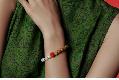 Amber & Yellow Turquoise Multi-Circle Buddha Bracelet