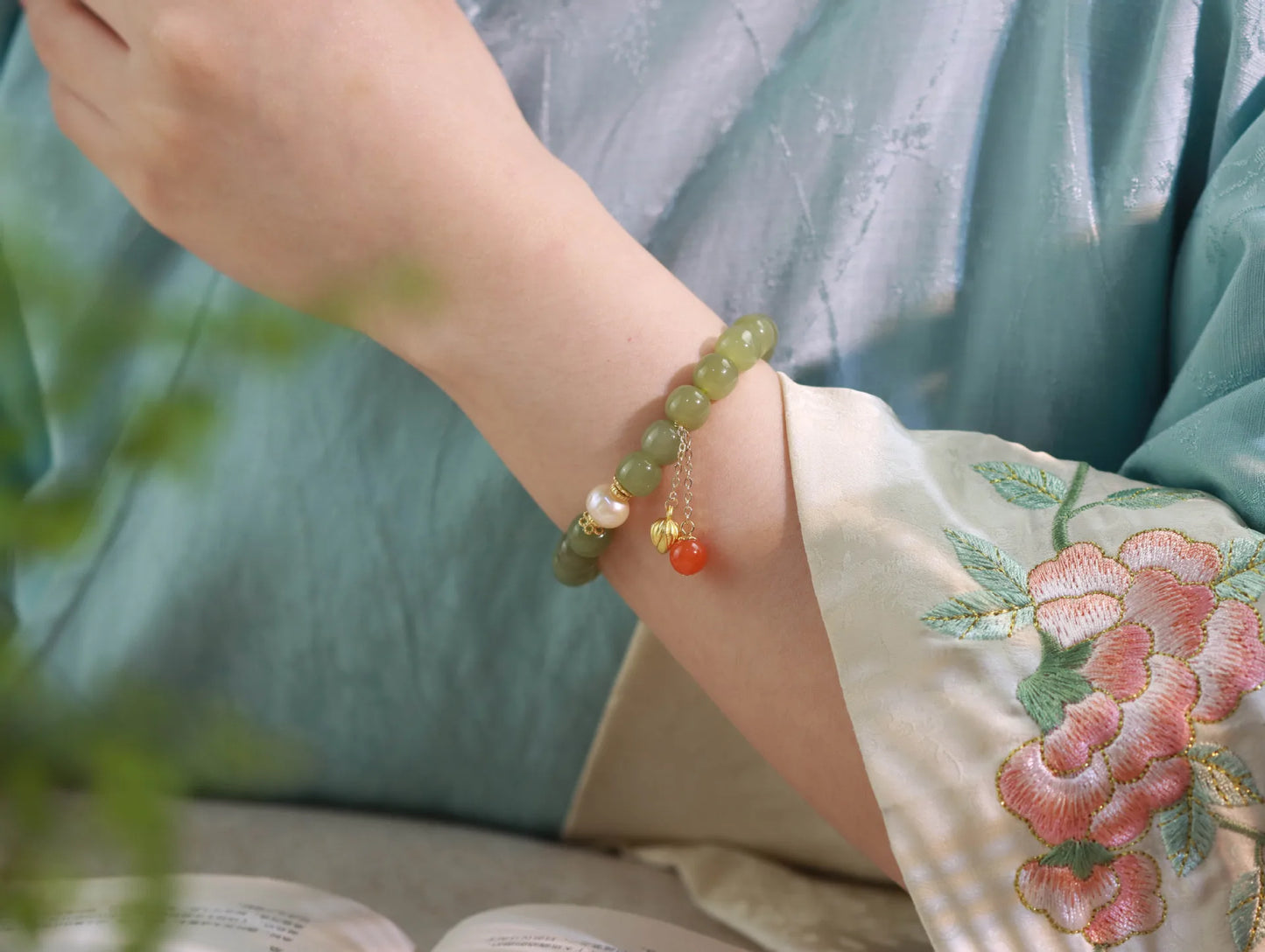 Natural Hetian Jade Buckle Bracelet — Amulet Blessing Jewelry