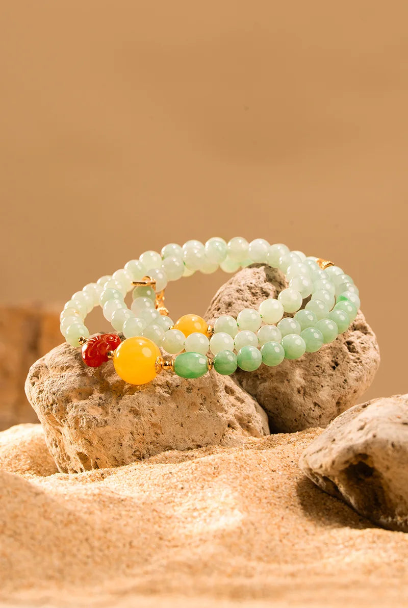 Natural Type A Jadeite Bracelet For Women High-End Chinese-Style And Retro Design  Necklace Or Bracelet Wear Support Wholesale