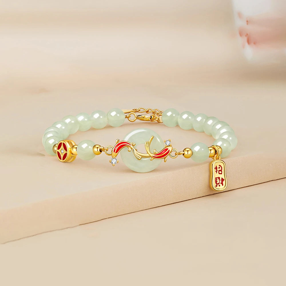 Hetian Jade Green Pearl Bracelet | Luxury Ladies Gift Bracelet