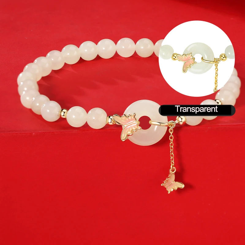 Hetian Jade Butterfly Tassel Bracelet - Ping An Protective Charm