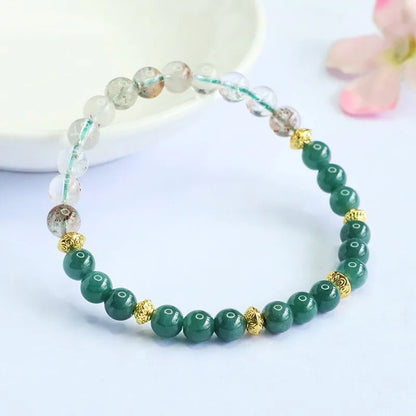 White & Blue A-Type Jade 6mm Bead Bracelet — Wealth Talisman