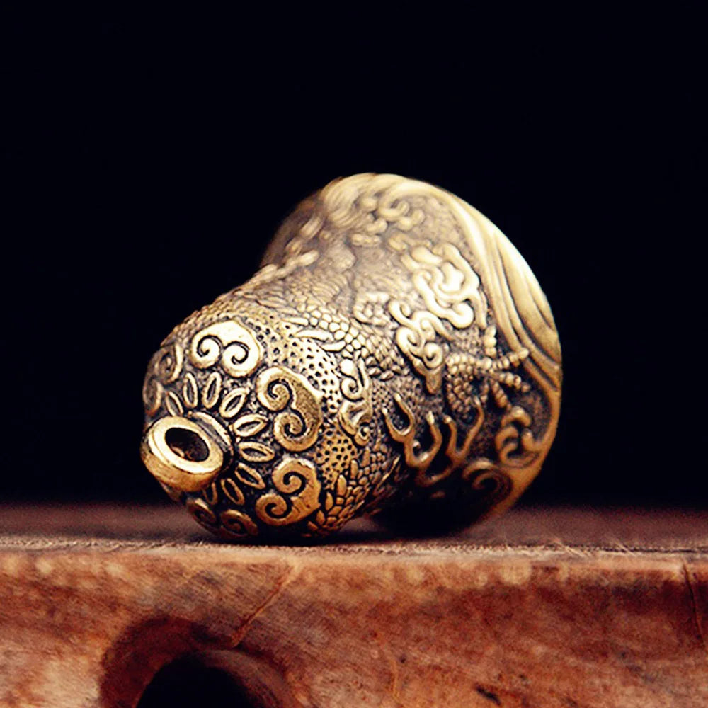 复古黄铜龙纹风水铃挂饰｜小巧镇煞纳福桌面门挂摆件