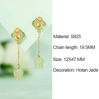 Hetian Jade Green Blossom Bracelet | 925 Silver Link