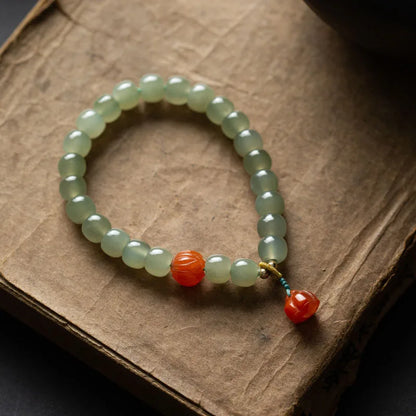 Hetian Jade 7mm Lotus String Bracelet — Nephrite Single Circle