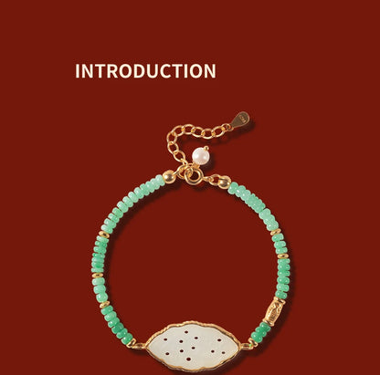 Hetian White Jade Abacus Bracelet — S925 Silver & 18K Gold