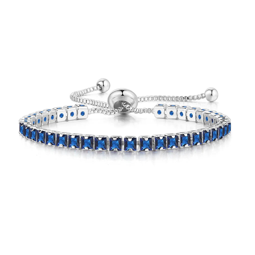 Mystic Blue Zirconia Adjustable Tennis Bracelet