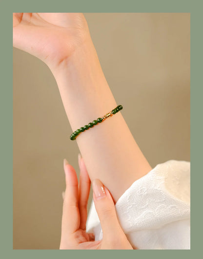 Hotan Jade Green Jasper Bracelet Jade Hand String Onyx Bracelet 925 Sterling Silver Fashion Jewelry for Women Gift Wholesale