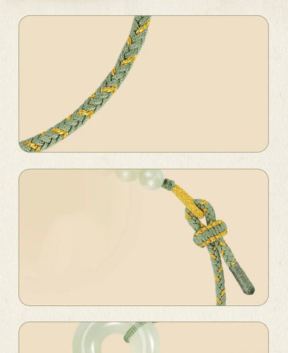 Natural Hetian Jade Lucky Buckle Braided Bracelet for Women