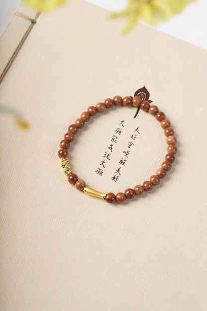 Ancient Bodhi Wood Bracelet — Single Circle DIY Lucky Beads