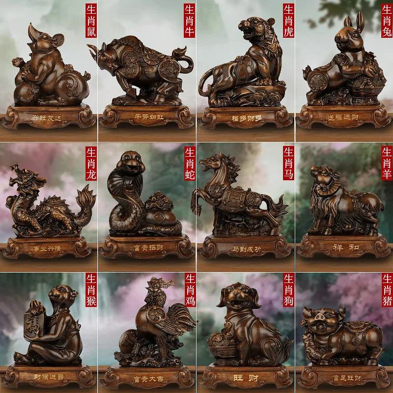 风水招财虎摆件｜镇宅纳福办公桌树脂工艺装饰