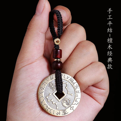 Pure Copper Taoist Nine-Char Mantra Keychain Pendant