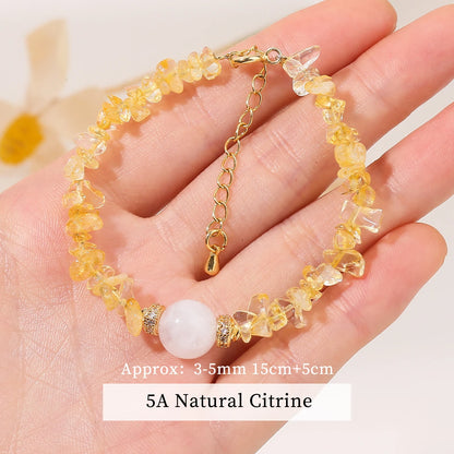 天然黄水晶碎石幸运财富手链 可调节护身情侣饰品