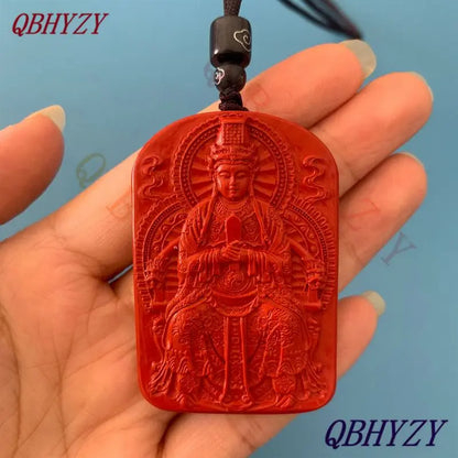 Natural Red Cinnabar Mazu Pendant Necklace — Feng Shui Guardian