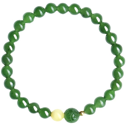 Hetian Jade Barrel Bracelet | Single-Loop Feng Shui Charm