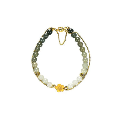 Peach Blossom Hotan Jade Hand-String Bracelet — Romance & Protection