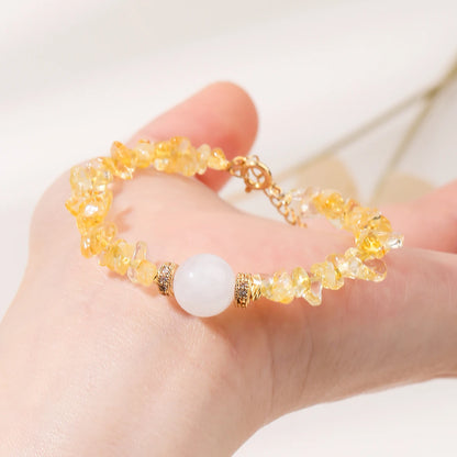 天然黄水晶碎石幸运财富手链 可调节护身情侣饰品