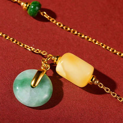 Hetian White Jade Ruyi Necklace — Collarbone Peace Pendant