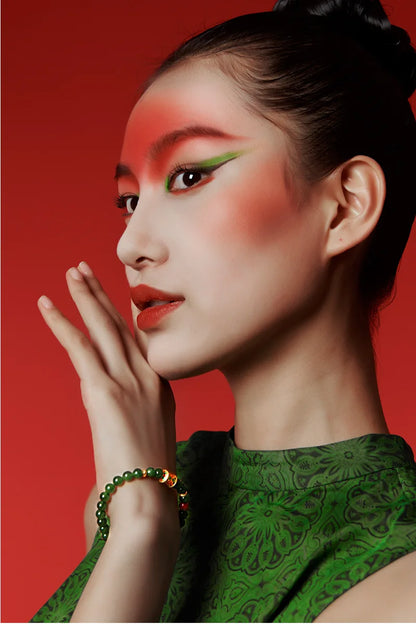 Hetian Jade Bead Bracelet | Tibetan Silver Minimalist