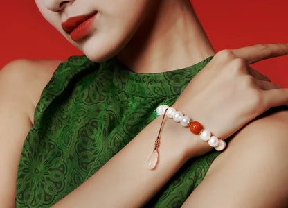 White Natural Freshwater Pearl Strand Bracelet｜Feng Shui Elegance