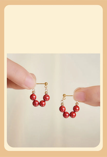 Handmade Red Agate Drop Earrings | Vintage Feng Shui Charm