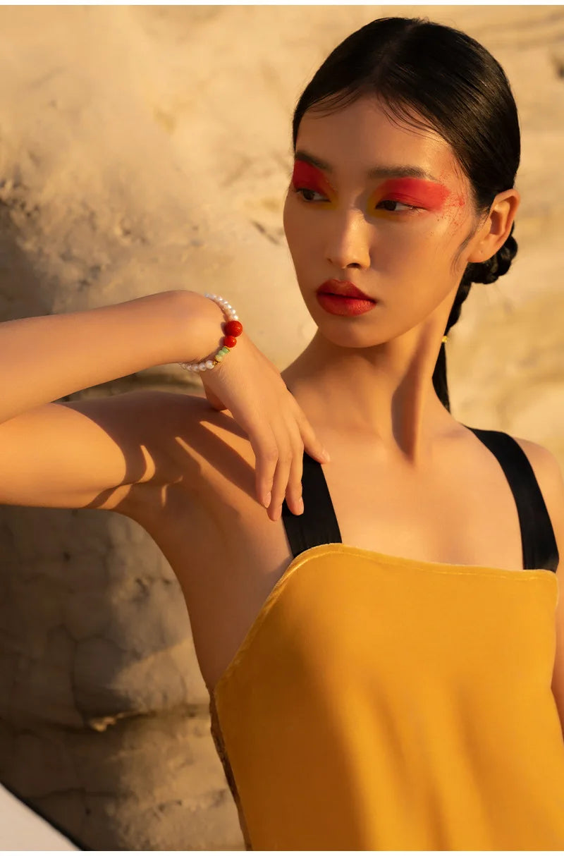 White Natural Freshwater Pearl Strand Bracelet｜Feng Shui Elegance