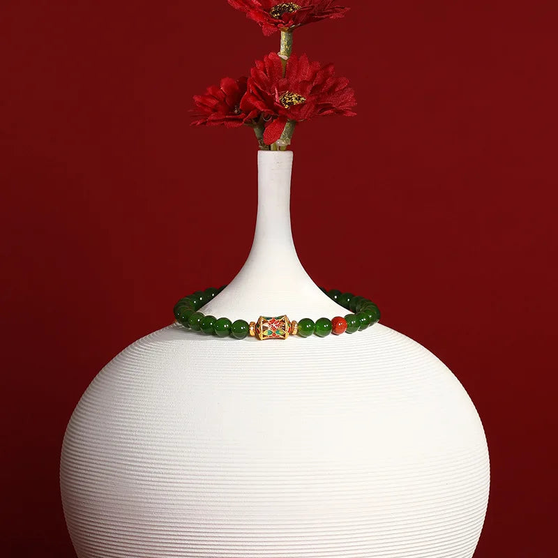 Hotan Jasper & Sterling Silver Hand-String Bracelet for Women