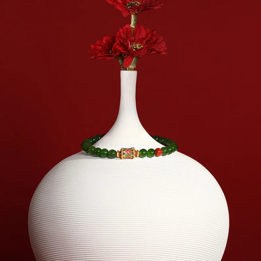 Hotan Jasper & Sterling Silver Hand-String Bracelet for Women