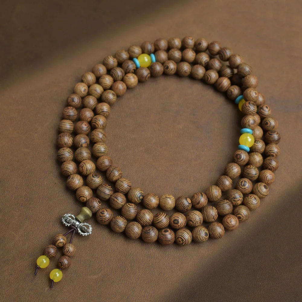 Old Seasoned Chicken Wing Wooden Buddha Prayer Beads Pieces Wind Men And Women Bracelet Holding Gift  Wooden jewelry