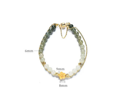 Peach Blossom Hotan Jade Hand-String Bracelet — Romance & Protection