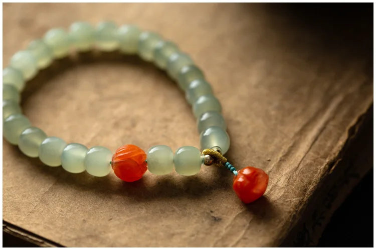 Hetian Jade 7mm Lotus String Bracelet — Nephrite Single Circle