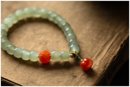 Hetian Jade 7mm Lotus String Bracelet — Nephrite Single Circle