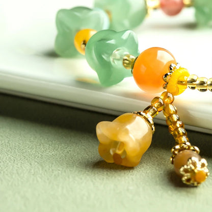 Golden Silk Hetian Orchid Bracelet — Gobi Dongling Jade Charm