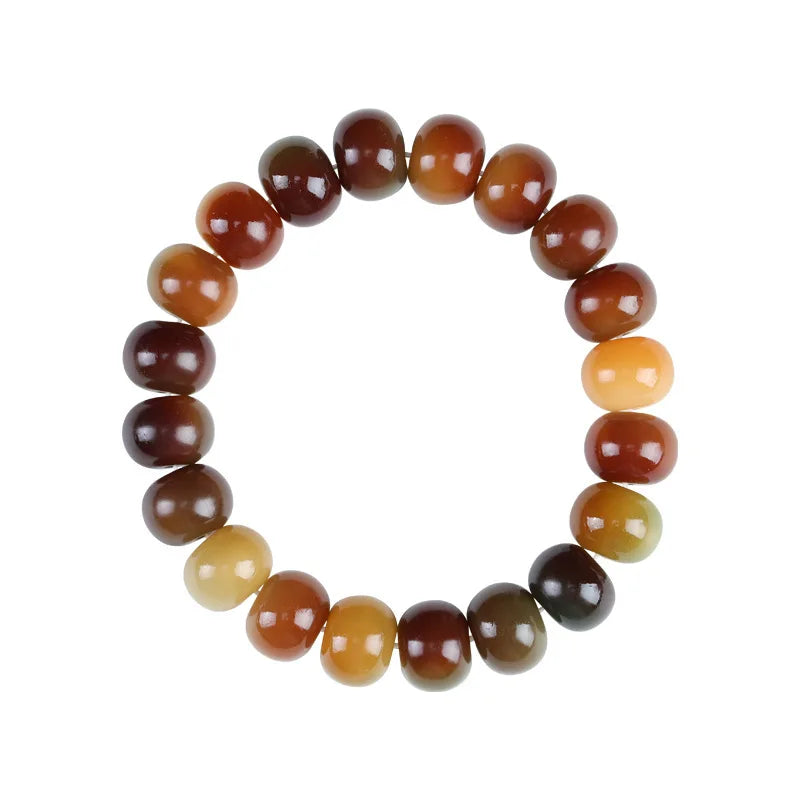 Weathered Bodhi Root Barrel Beads Bracelet — Mystic Finger Wrap