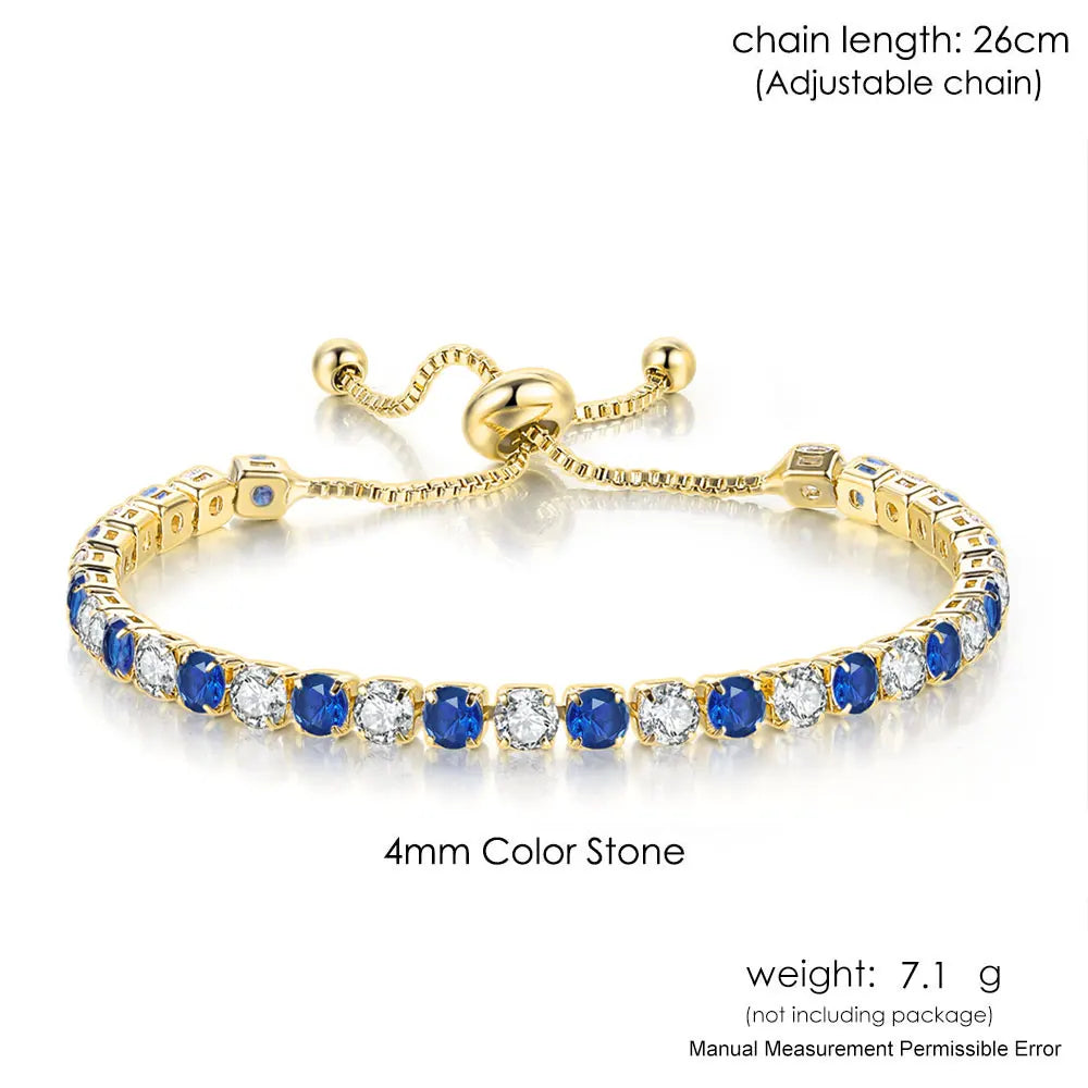 Mystic Blue Zirconia Adjustable Tennis Bracelet