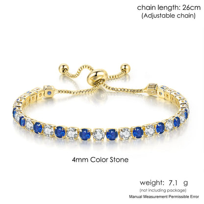 Mystic Blue Zirconia Adjustable Tennis Bracelet
